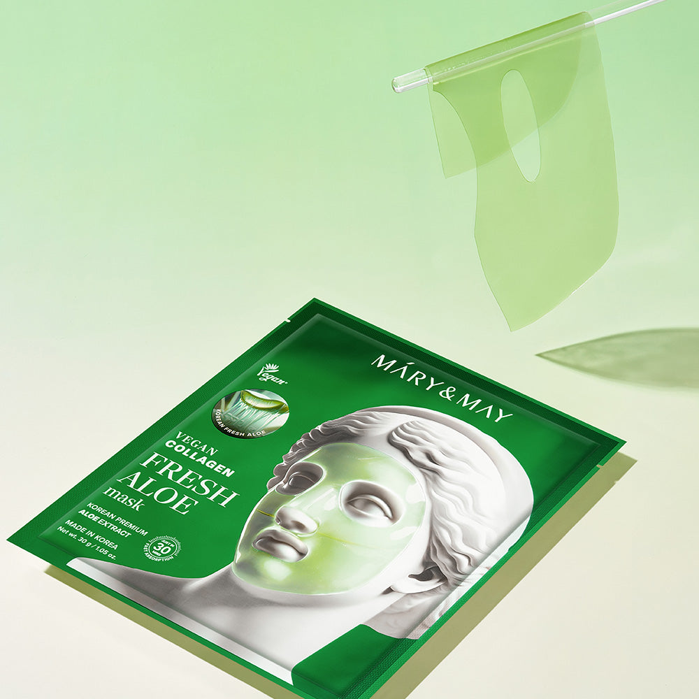 [Mary&May] Vegan Collagen Fresh Aloe Mask (30g x4)