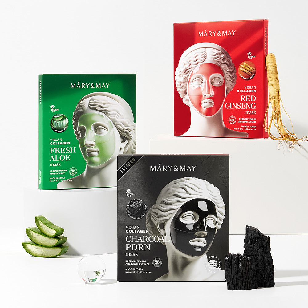 [Mary&May] Vegan Collagen Fresh Aloe Mask (30g x4)