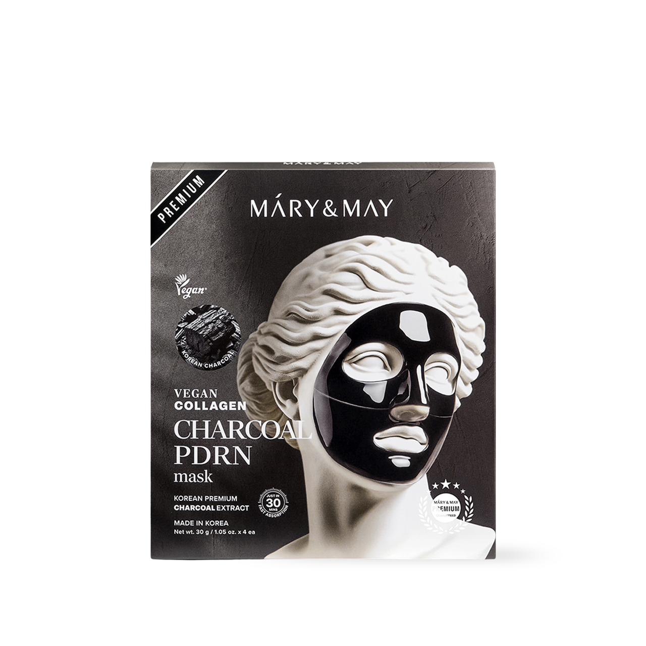 [Mary&May] Vegan Collagen Charcoal PDRN Mask (30g x4)